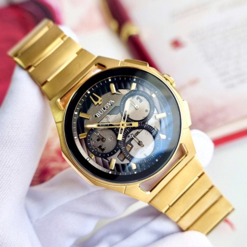 NEW! Bulova CURV Gold 44mm Caseback Watch!